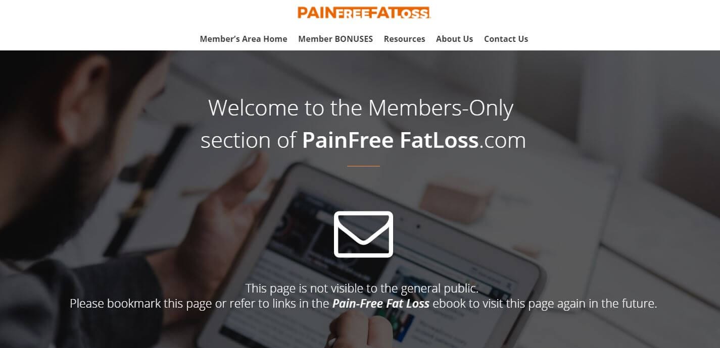 member's area of Pain-Free Fat Loss .com